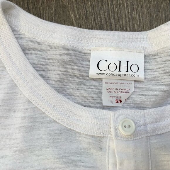 Mens Coho Apparel Logo Artisan Melange Henley Long Sleeve Shirt White Size Small - Picture 7 of 15